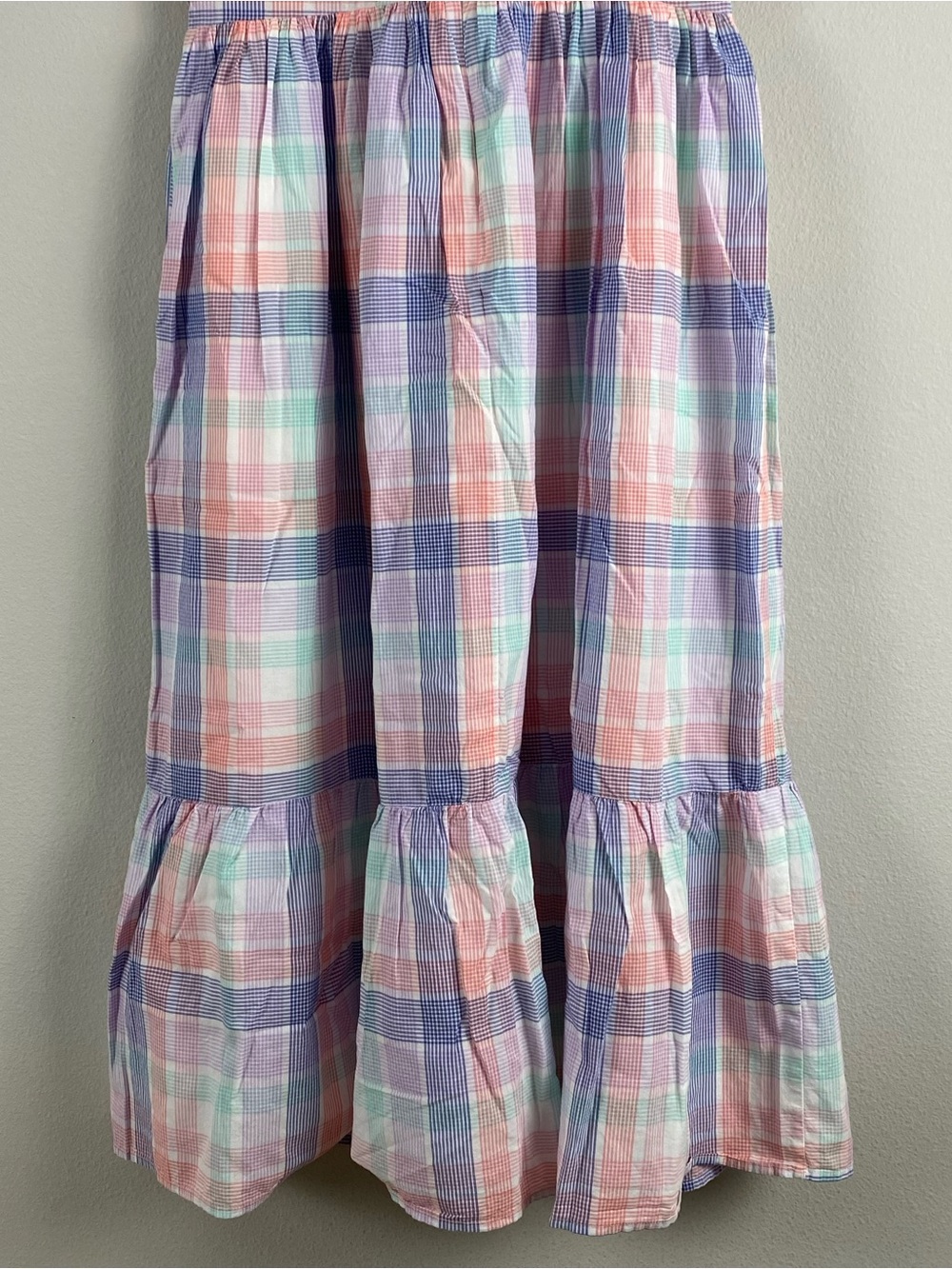 J. Crew Factory Pastel Plaid Smocked Midi Dress | 2 Pockets | Multicolor - Picture 6 of 16